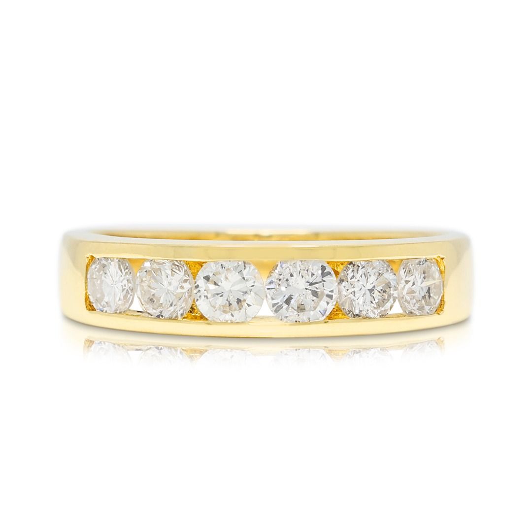 Classic 0.52ct Natural Diamond Round Brilliant Channel Band in 18K Yellow Gold
