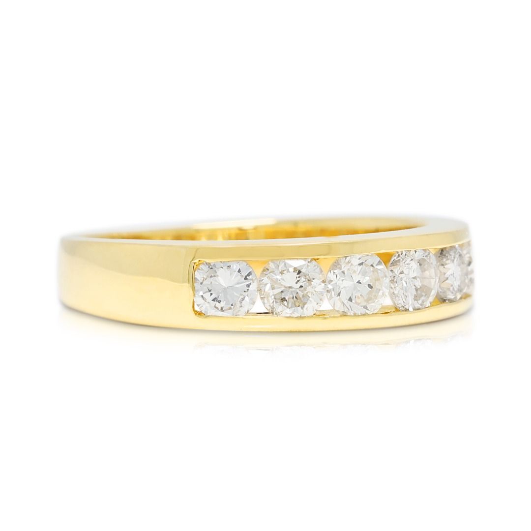 Classic 0.52ct Natural Diamond Round Brilliant Channel Band in 18K Yellow Gold