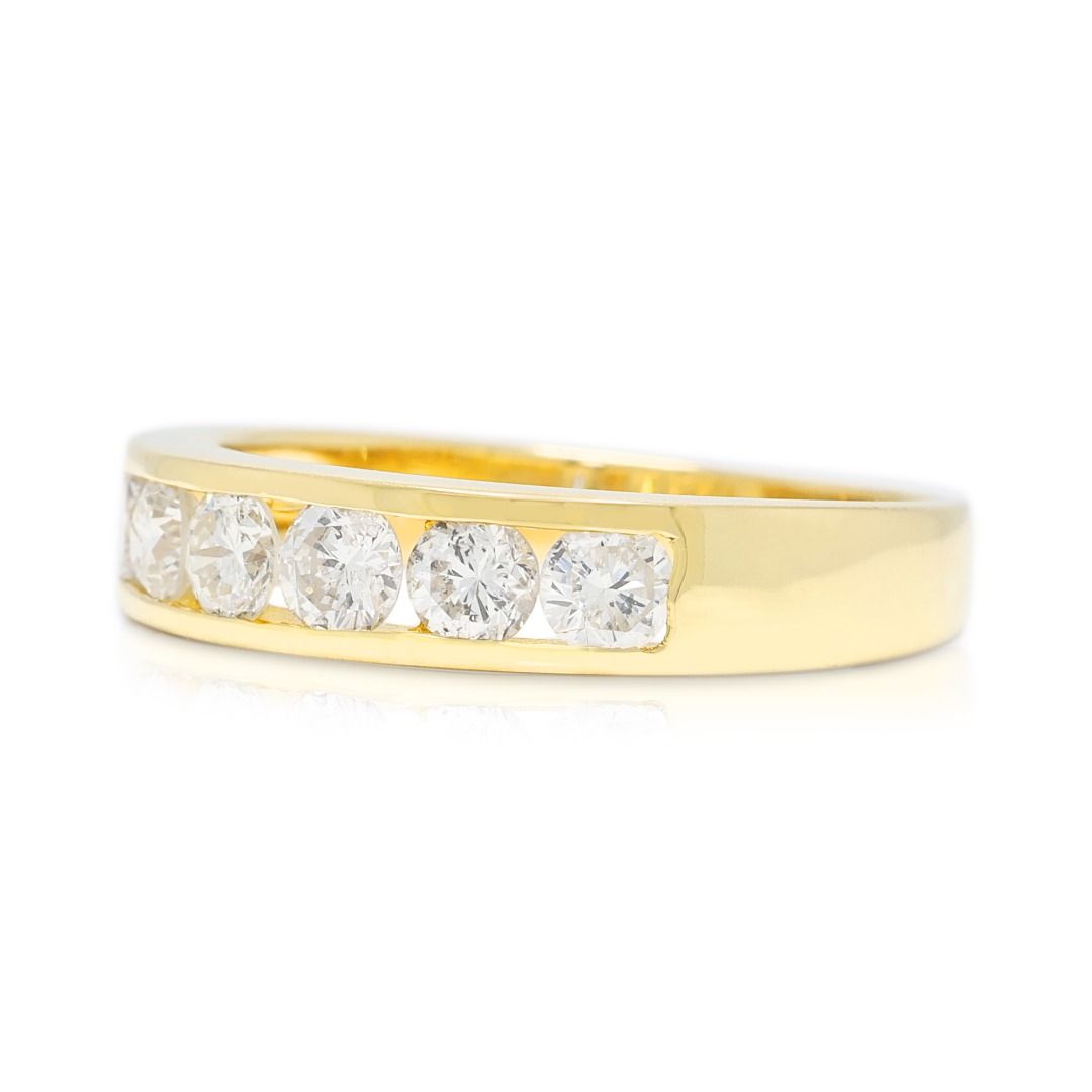 Classic 0.52ct Natural Diamond Round Brilliant Channel Band in 18K Yellow Gold