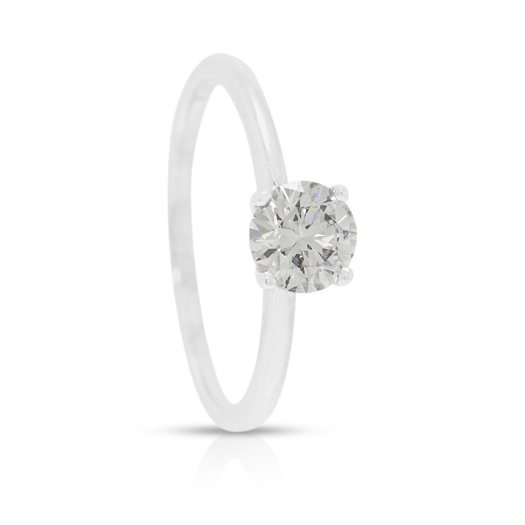 Classic 0.71ct Round Brilliant Lab Grown Diamond Solitaire Ring in 14K White Gold - IGI Certified
