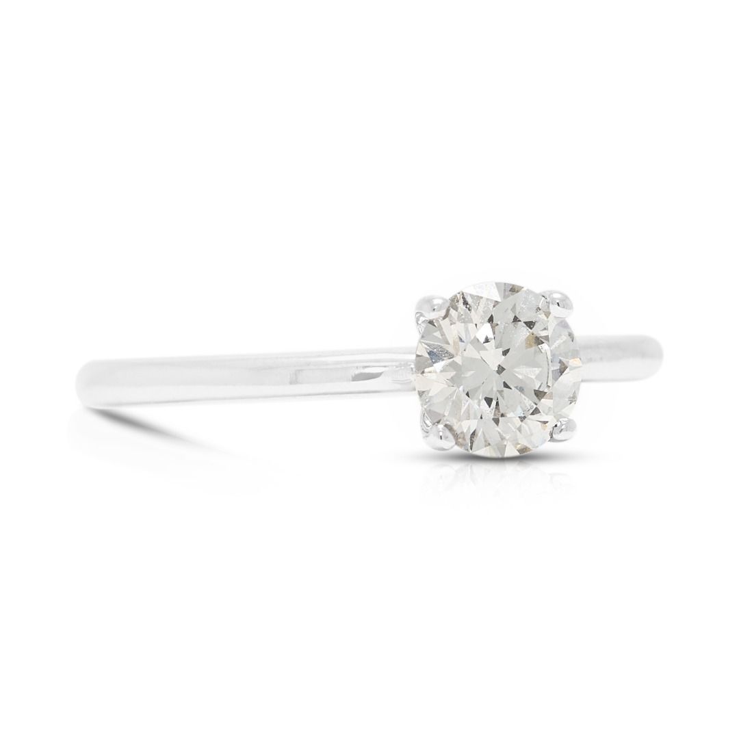 Classic 0.71ct Round Brilliant Lab Grown Diamond Solitaire Ring in 14K White Gold - IGI Certified