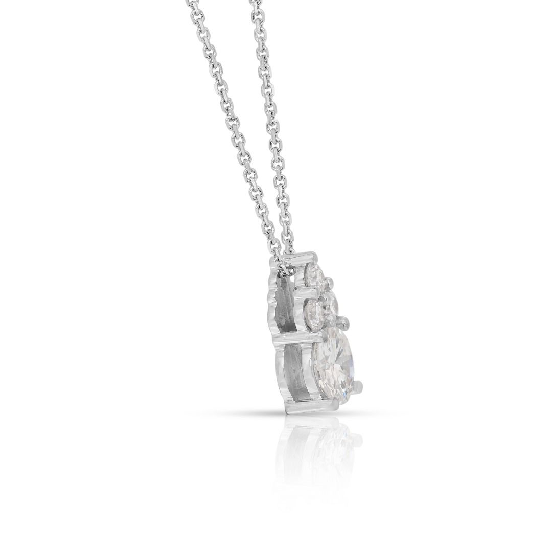 Classic 0.74ct Diamonds Necklace with Pendant in 18k White Gold - IGI Certified