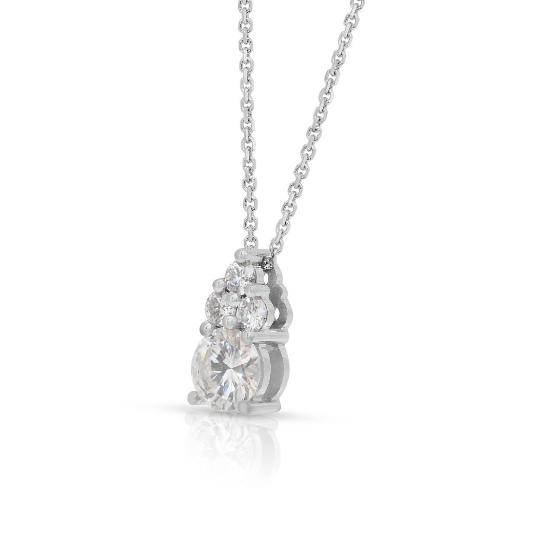 Classic 0.74ct Diamonds Necklace with Pendant in 18k White Gold - IGI Certified