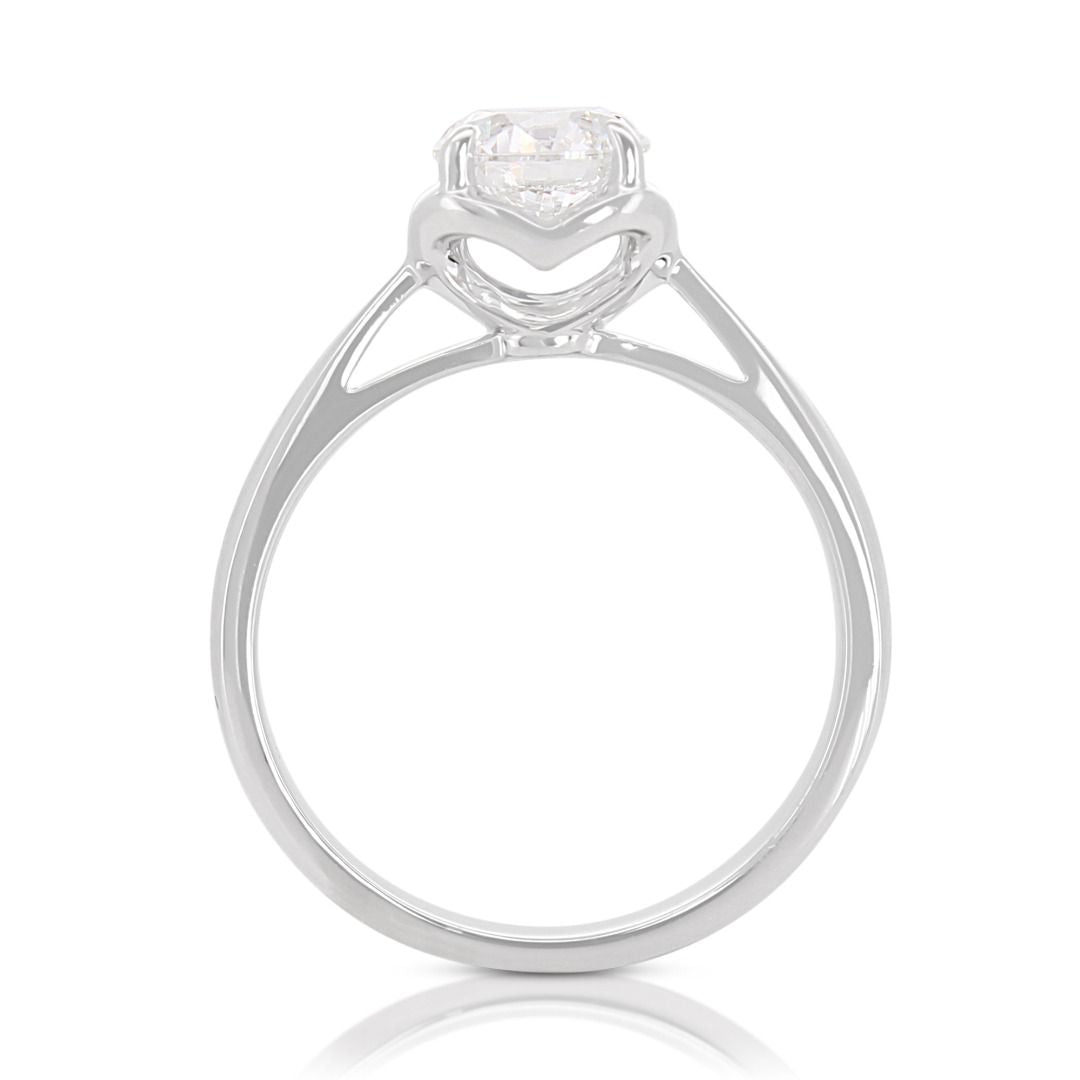 Classic 0.90ct Round Brilliant Natural Diamond Solitaire Ring in 18K White Gold