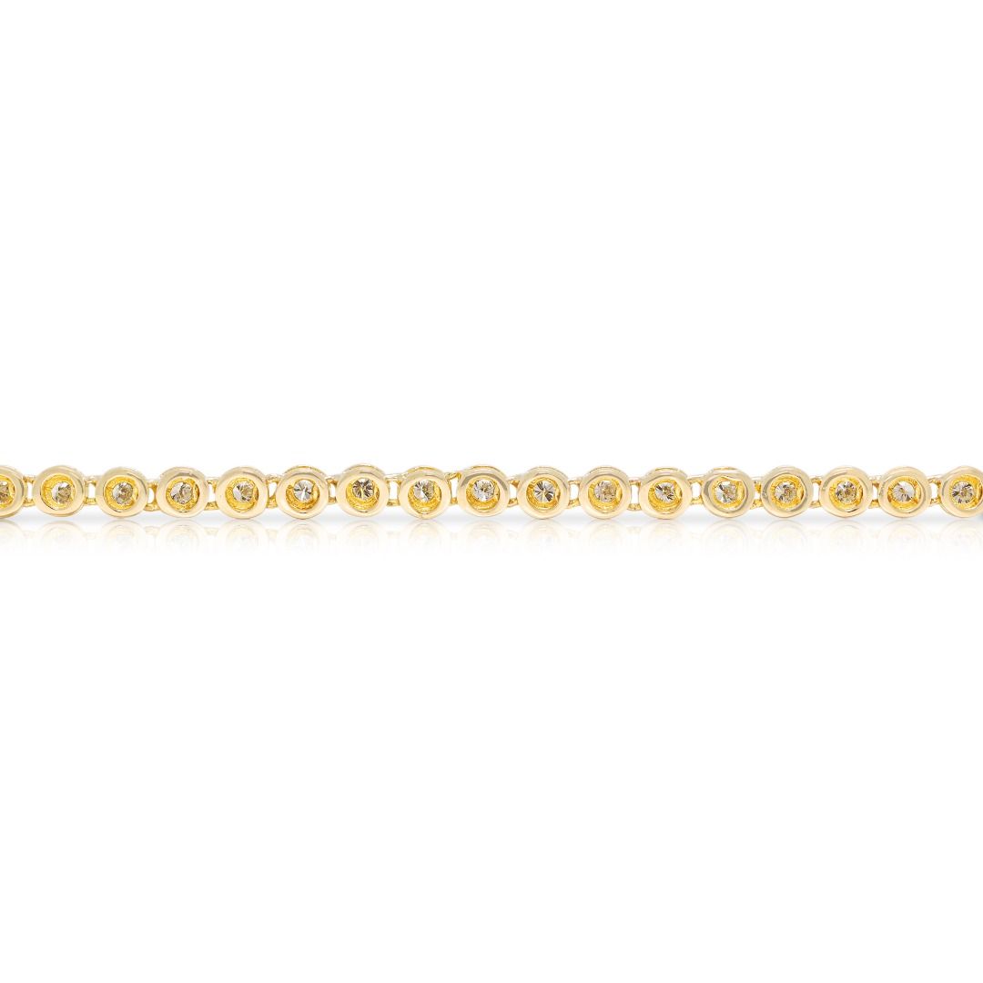 Klassisches 0,90 Karat rundes Diamant Tennisarmband in 18 Karat Gelbgold