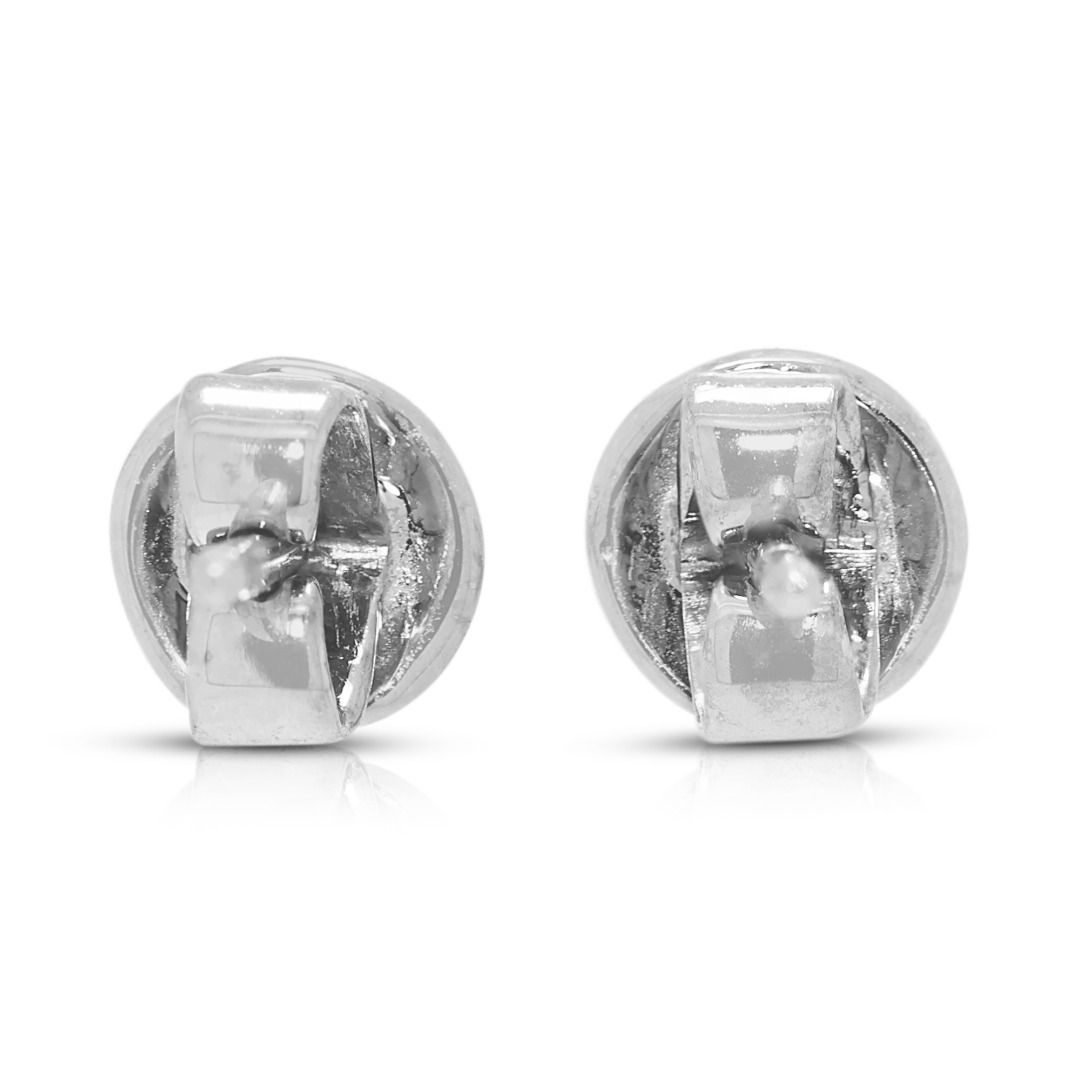 Classic 1.10ct Natural Diamond Round Brilliant Solitaire Stud Earrings in 18K White Gold