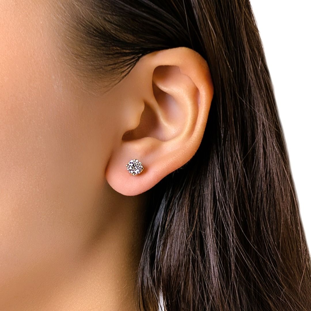 Classic 1.22ct Diamond Stud Earrings in 18K Yellow Gold - GIA Certified