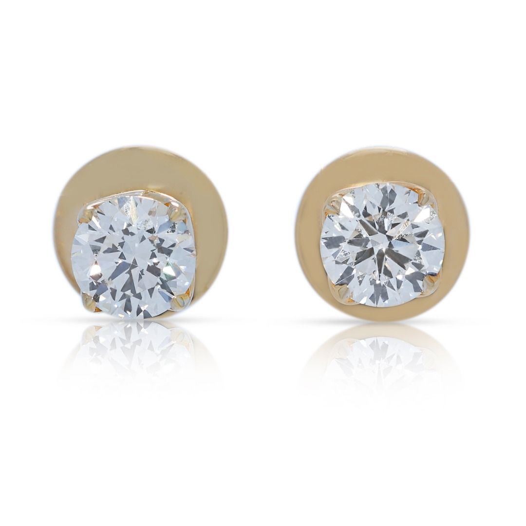 Classic 1.22ct Diamond Stud Earrings in 18K Yellow Gold - GIA Certified