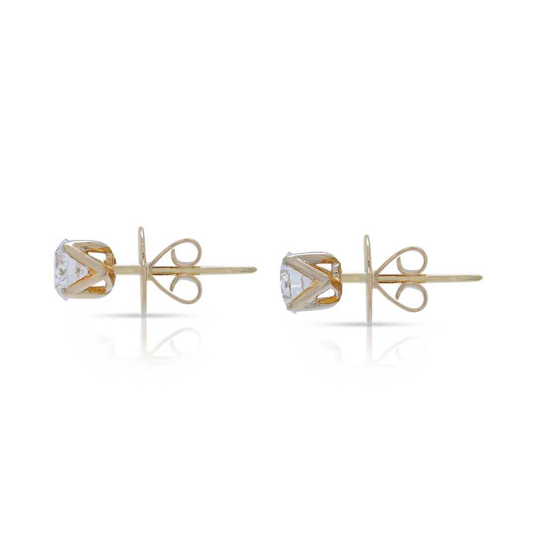 Classic 1.22ct Diamond Stud Earrings in 18K Yellow Gold - GIA Certified