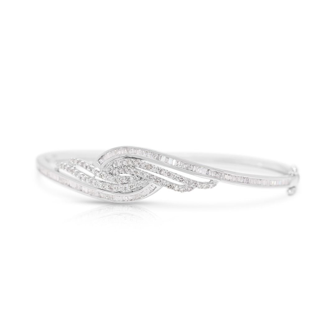 Classic 1.25ct Natural Diamond Wave Bracelet in 18K White Gold
