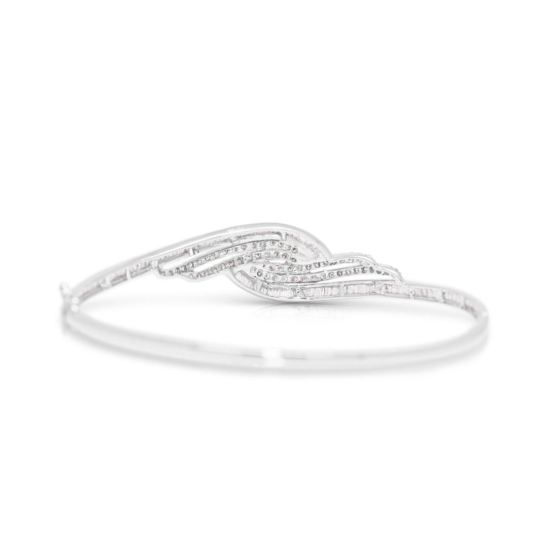 Classic 1.25ct Natural Diamond Wave Bracelet in 18K White Gold