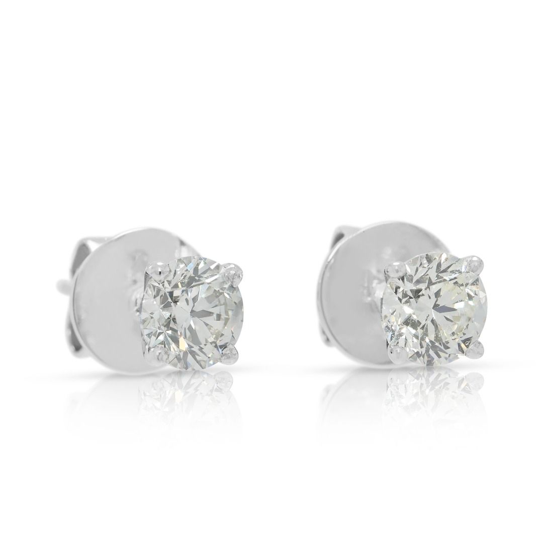 Classic 1.55ct Natural Diamond Stud Earrings in 18K White Gold