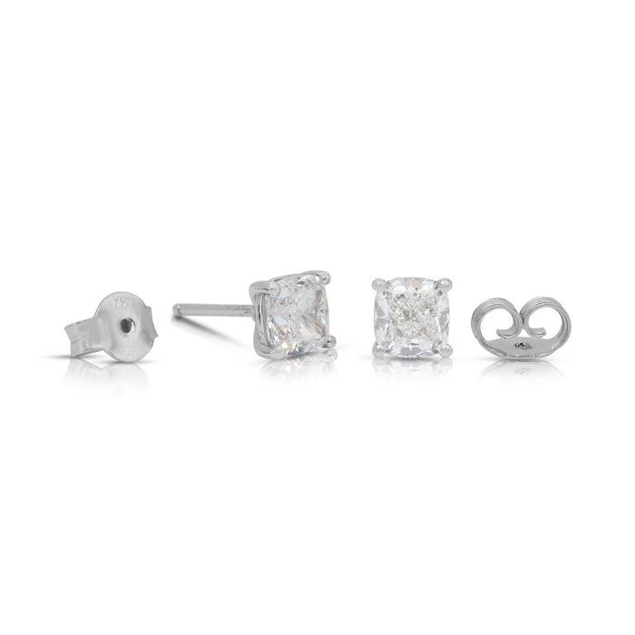 Classic 1.80ct Diamonds Stud Earrings in 18k White Gold - GIA Certified