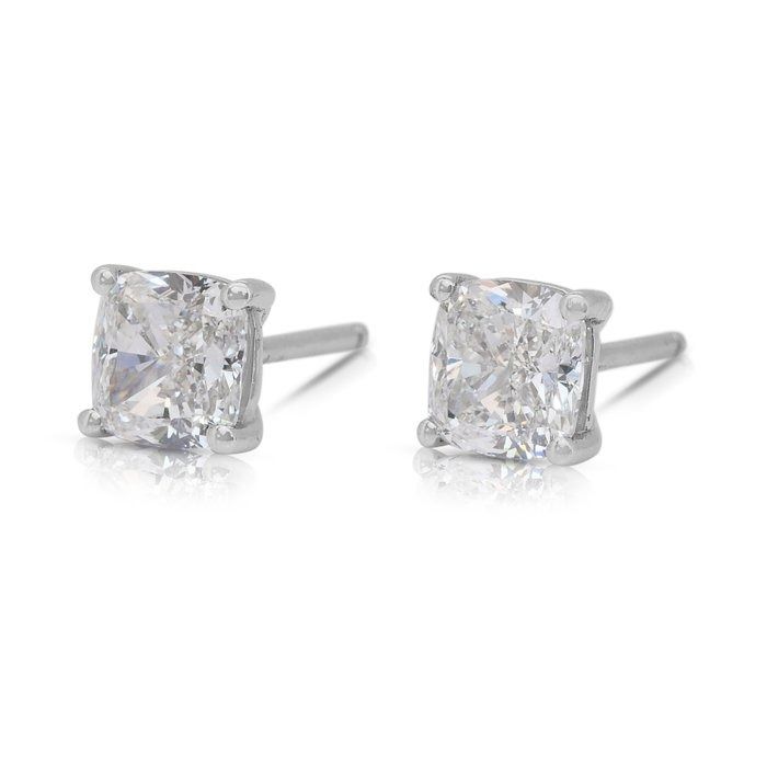 Classic 1.80ct Diamonds Stud Earrings in 18k White Gold - GIA Certified