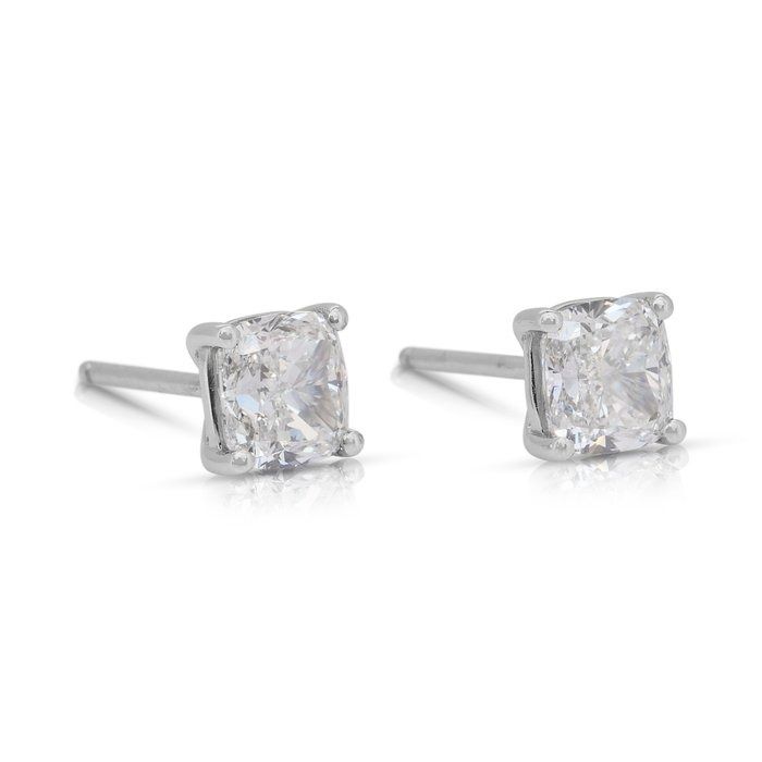 Classic 1.80ct Diamonds Stud Earrings in 18k White Gold - GIA Certified