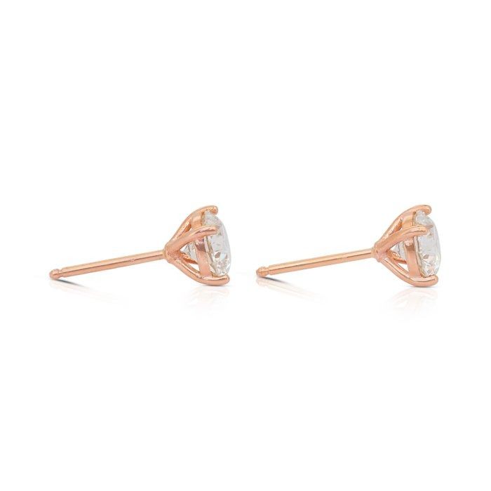 Classic 2.01ct Diamonds Stud Earrings in 18k Rose Gold - IGI Certified