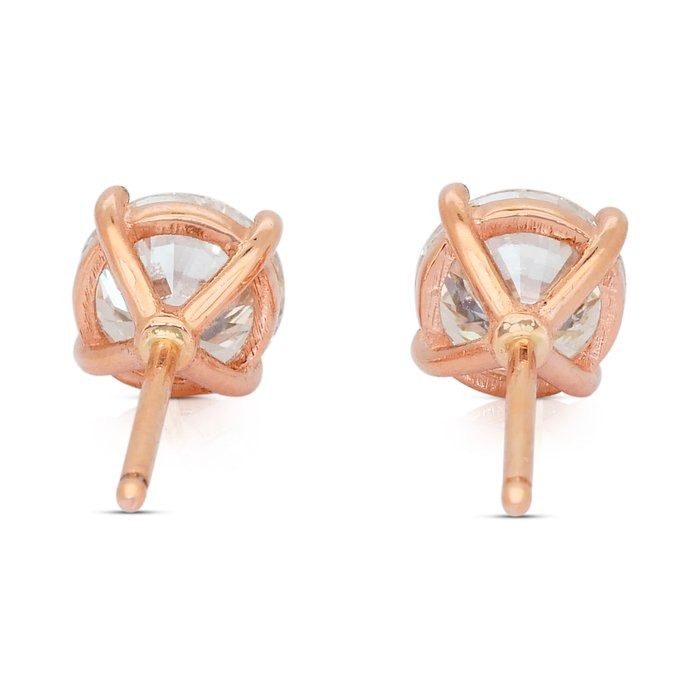 Classic 2.01ct Diamonds Stud Earrings in 18k Rose Gold - IGI Certified