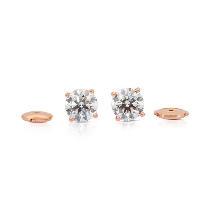 Classic 2.01ct Diamonds Stud Earrings in 18k Rose Gold - IGI Certified