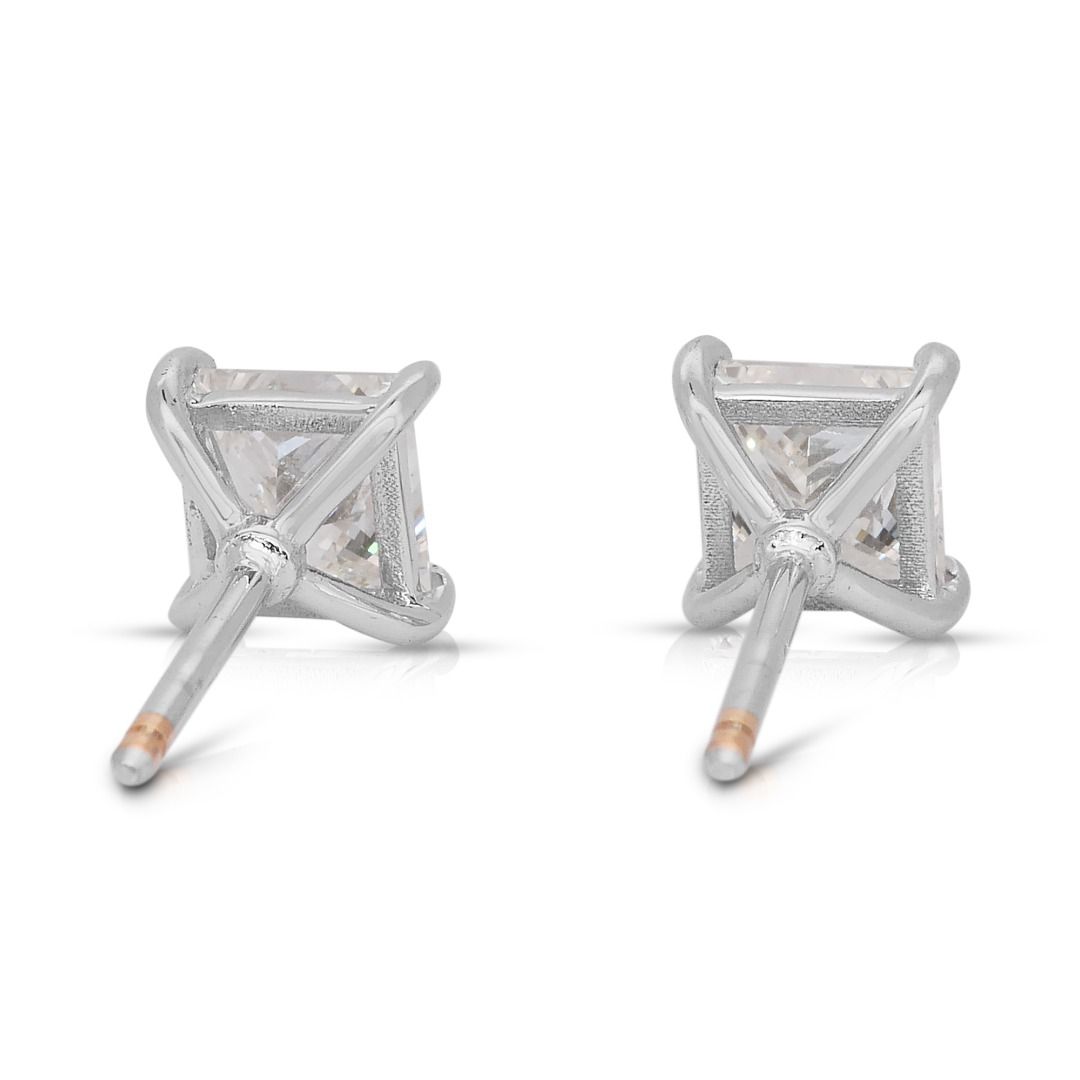 Classic 2.01ct Diamonds Stud Earrings in 18k White Gold - IGI Certified