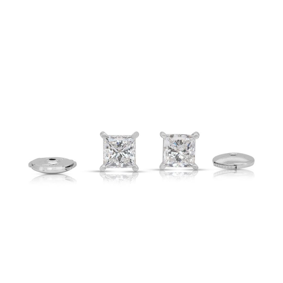Classic 2.01ct Diamonds Stud Earrings in 18k White Gold - IGI Certified