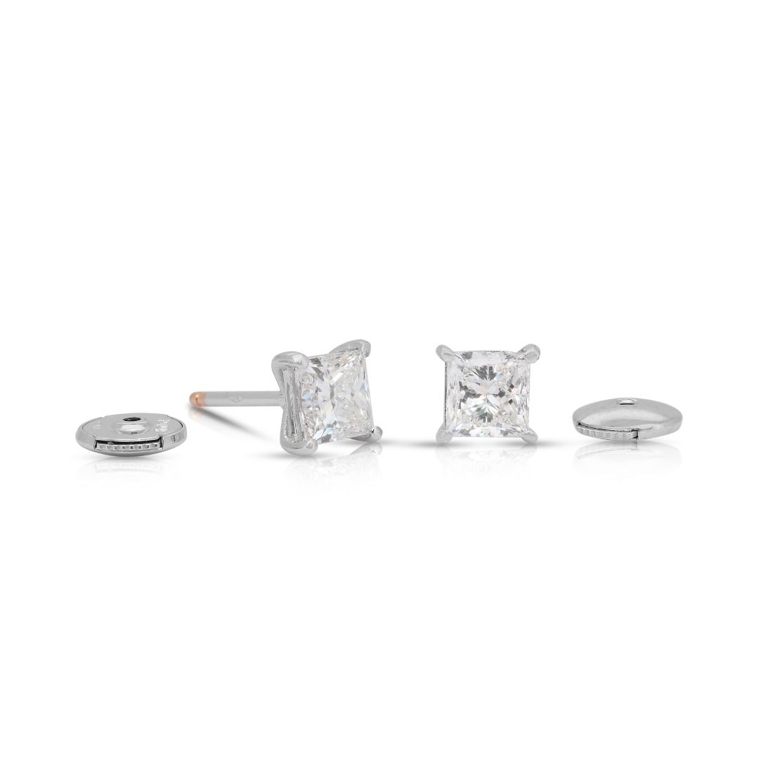 Classic 2.01ct Diamonds Stud Earrings in 18k White Gold - IGI Certified