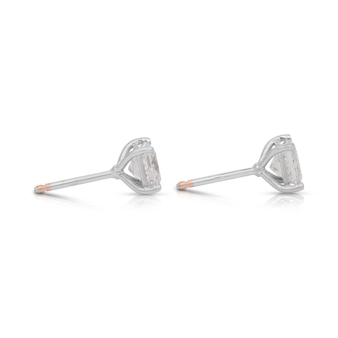 Classic 2.01ct Diamonds Stud Earrings in 18k White Gold - IGI Certified