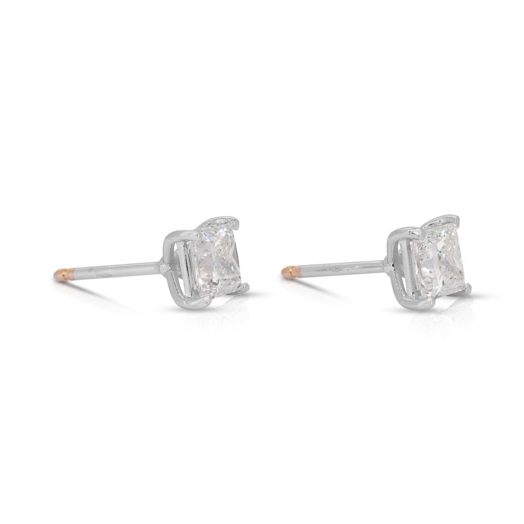 Classic 2.01ct Diamonds Stud Earrings in 18k White Gold - IGI Certified