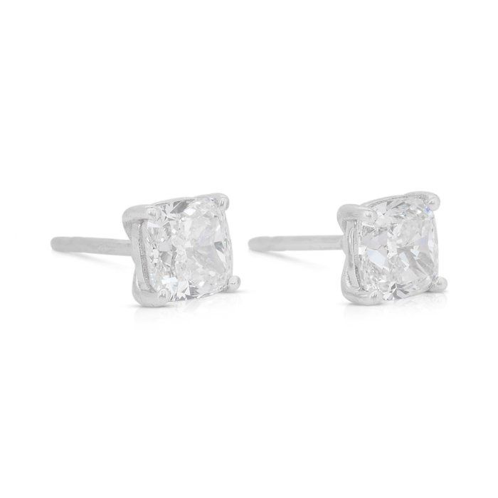 Classic 2.02ct Diamonds Stud Earrings in 18k White Gold - IGI Certified