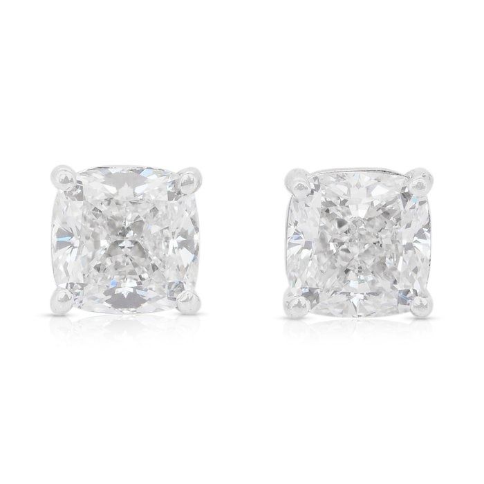 Classic 2.02ct Diamonds Stud Earrings in 18k White Gold - IGI Certified