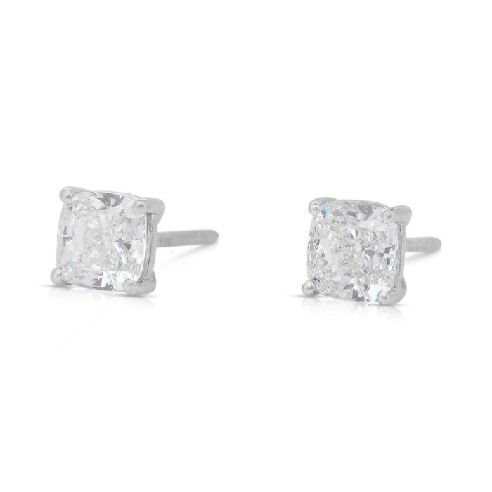Classic 2.02ct Diamonds Stud Earrings in 18k White Gold - IGI Certified