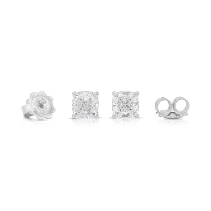 Classic 2.02ct Diamonds Stud Earrings in 18k White Gold - IGI Certified