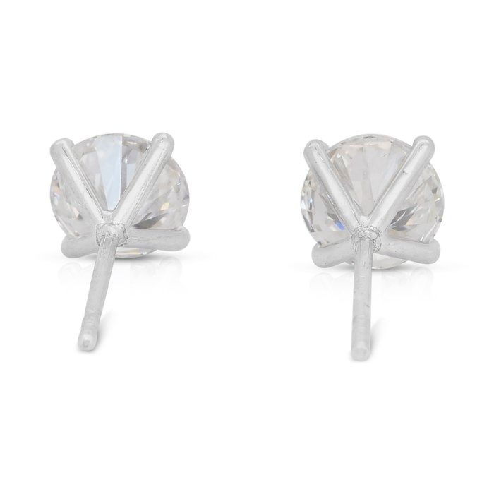 Classic 2.03ct Diamonds Stud Earrings in 18k White Gold - IGI Certified