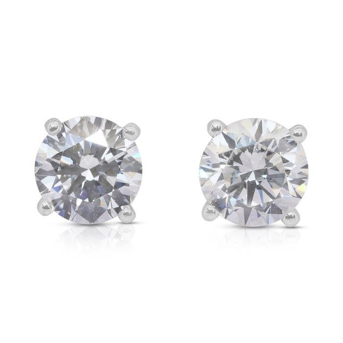 Classic 2.03ct Diamonds Stud Earrings in 18k White Gold - IGI Certified