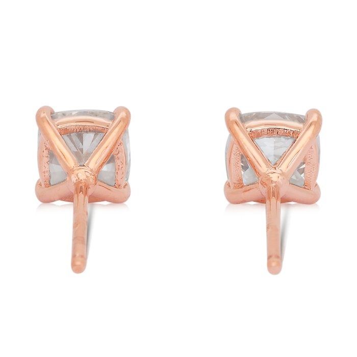 Classic 2.05ct Diamonds Stud Earrings in 18k Rose Gold - IGI Certified