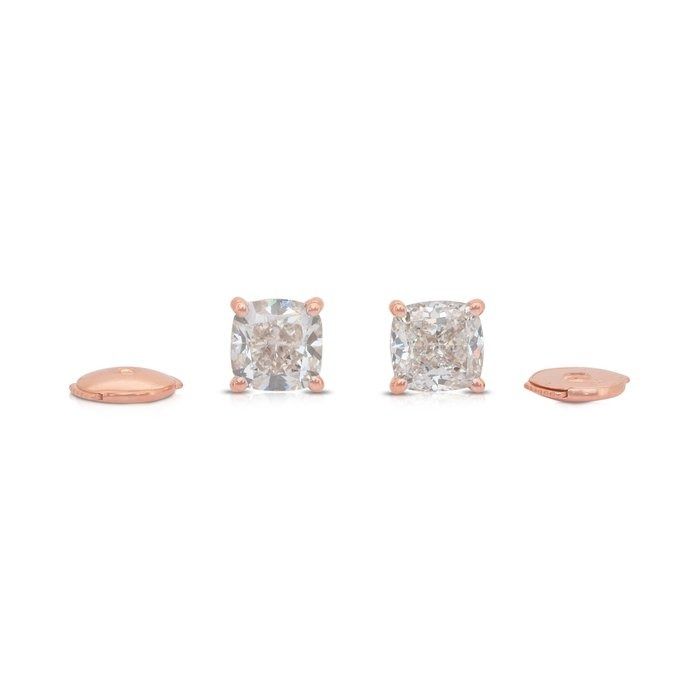 Classic 2.05ct Diamonds Stud Earrings in 18k Rose Gold - IGI Certified