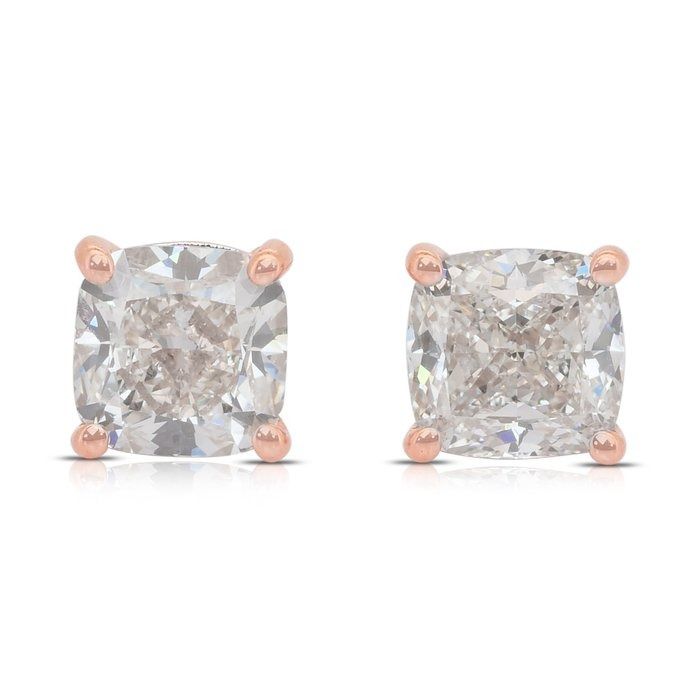 Classic 2.05ct Diamonds Stud Earrings in 18k Rose Gold - IGI Certified