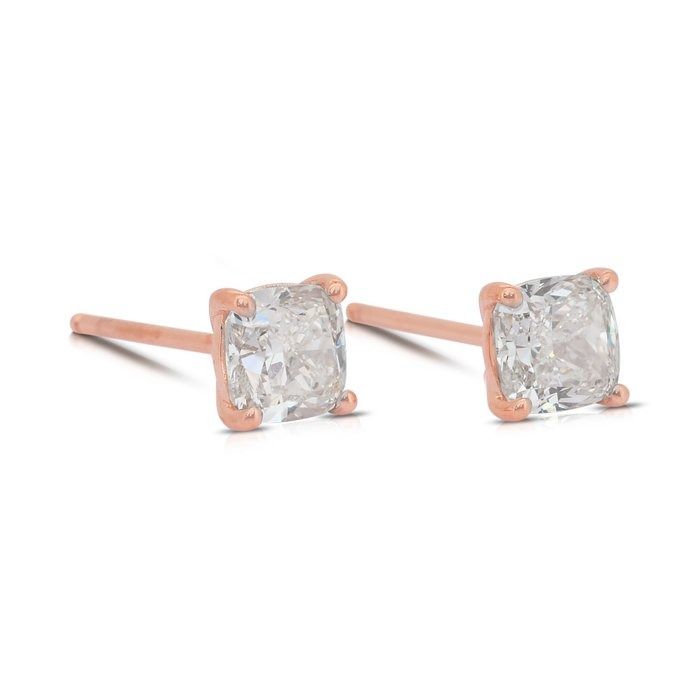 Classic 2.05ct Diamonds Stud Earrings in 18k Rose Gold - IGI Certified
