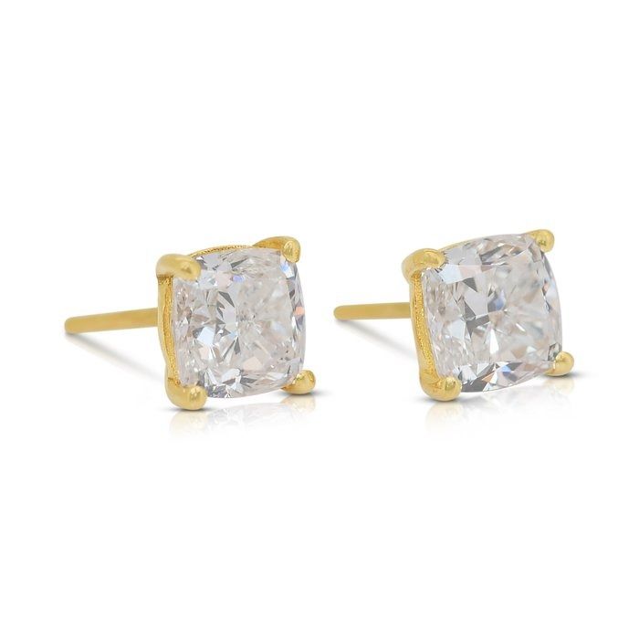 Timeless 3.02ct Diamonds Stud Earrings in 18k Yellow Gold - IGI Certified