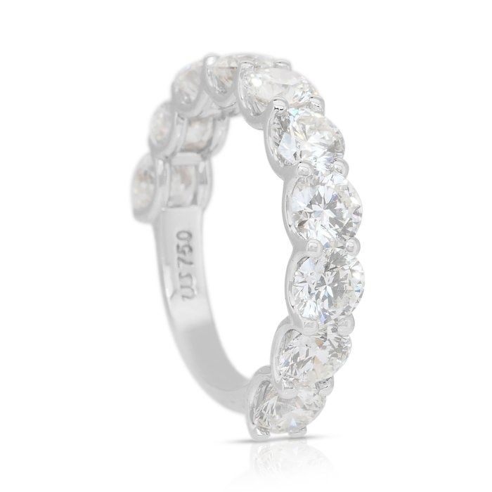 Classic 4.11ct Diamonds Band Ring in 18k White Gold - IGI Certified