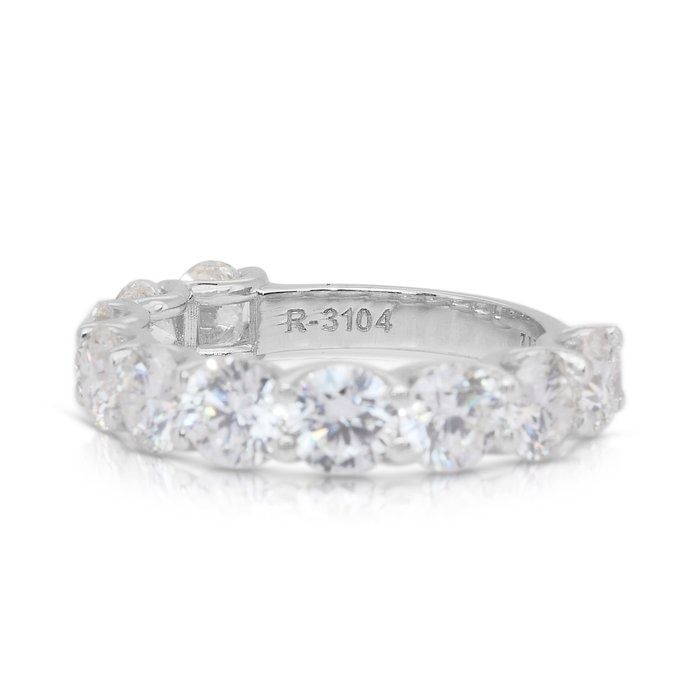 Classic 4.11ct Diamonds Band Ring in 18k White Gold - IGI Certified