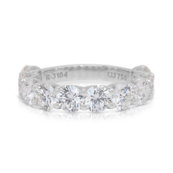 Classic 4.11ct Diamonds Band Ring in 18k White Gold - IGI Certified