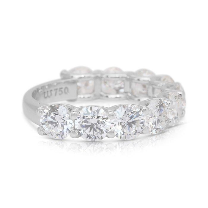 Classic 4.11ct Diamonds Band Ring in 18k White Gold - IGI Certified