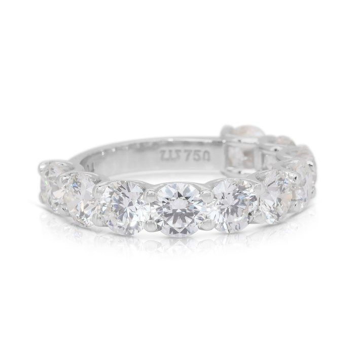 Classic 4.11ct Diamonds Band Ring in 18k White Gold - IGI Certified