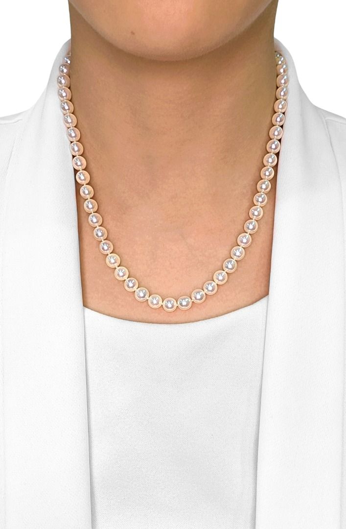 Classic 6.8mm Pearl 18k Yellow Gold Strand Necklace