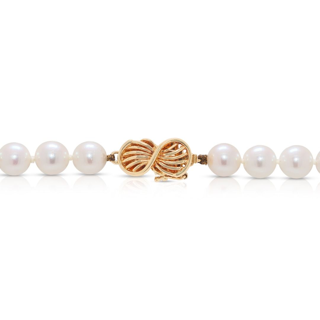 Classic 6.8mm Pearl 18k Yellow Gold Strand Necklace
