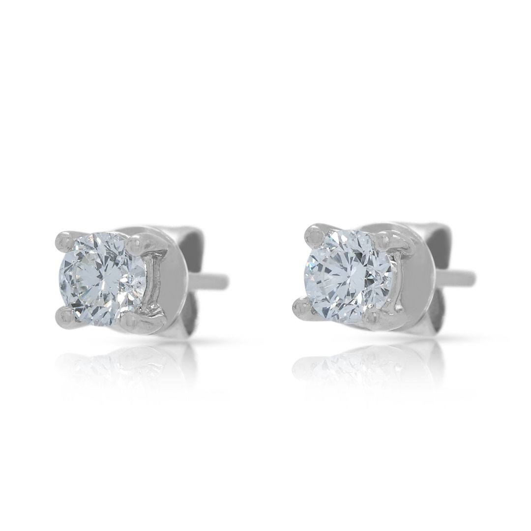 Clean 0.40ct Diamond Studs in 18K White Gold