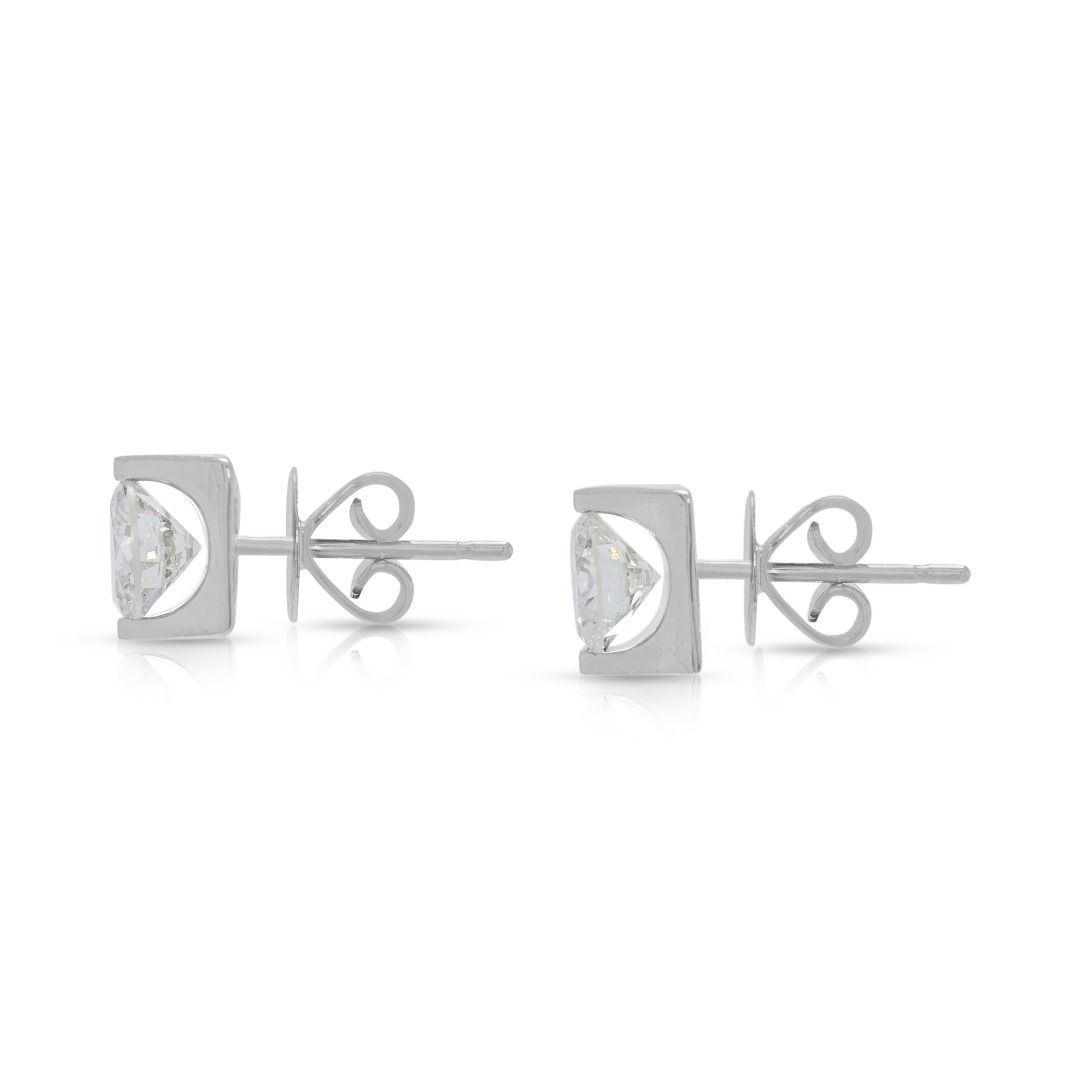 Compact 1.43ct Diamond Studs in 14K White Gold