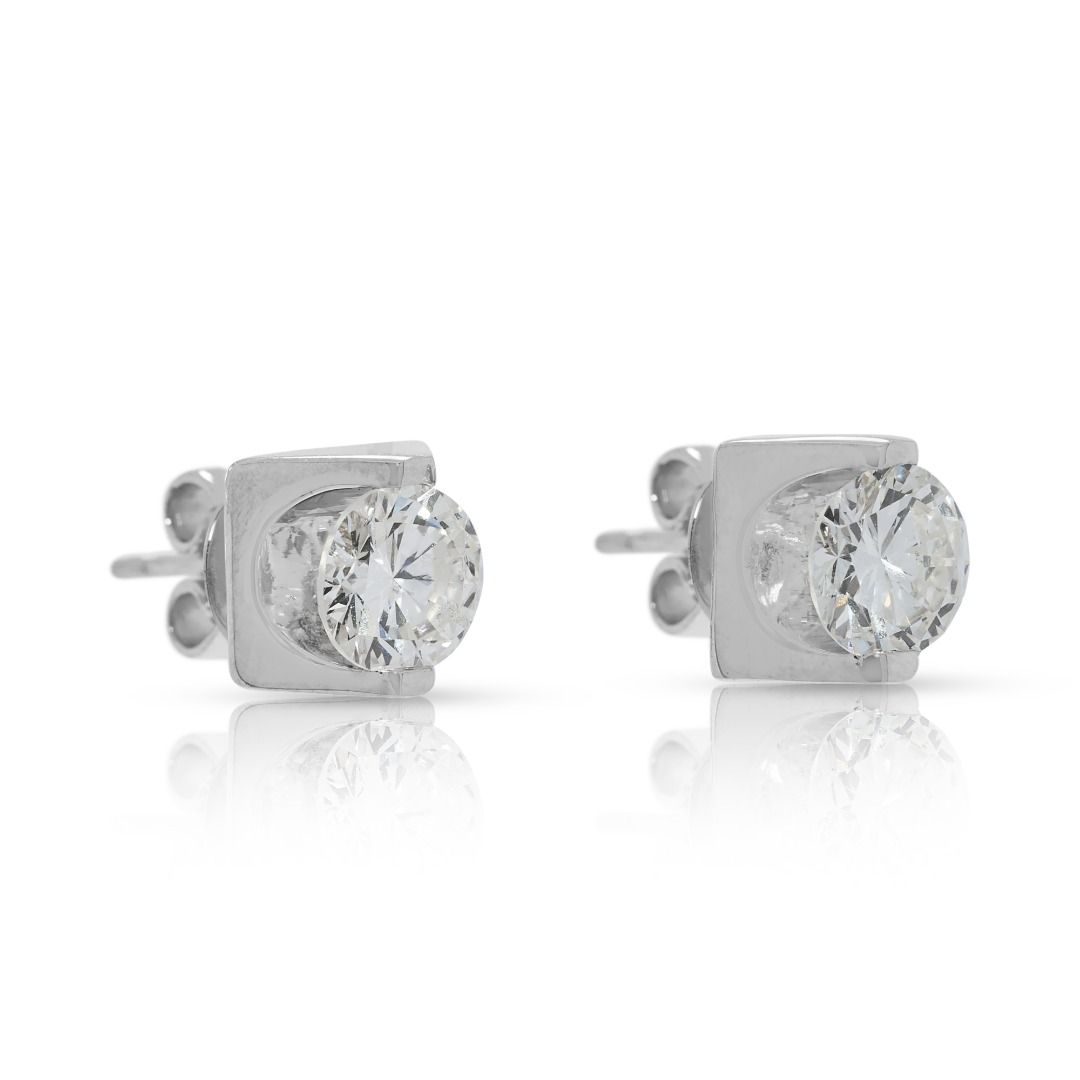 Compact 1.43ct Diamond Studs in 14K White Gold