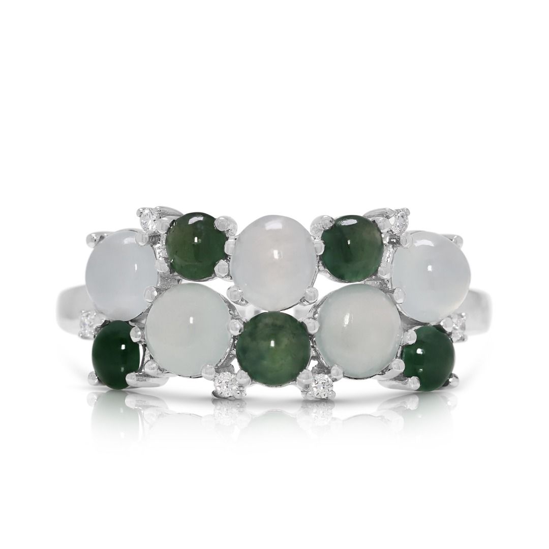 Contemporary Platinum Multi-Gemstone and 0.03ct Diamond Statement Ring