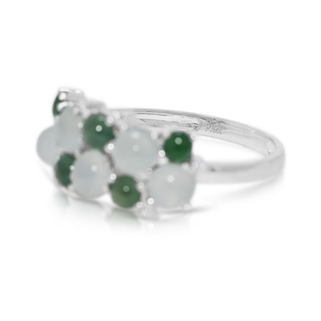 Contemporary Platinum Multi-Gemstone and 0.03ct Diamond Statement Ring